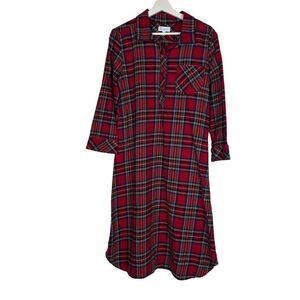Pajamagram Small Classic Red Plaid Mid Length Flannel